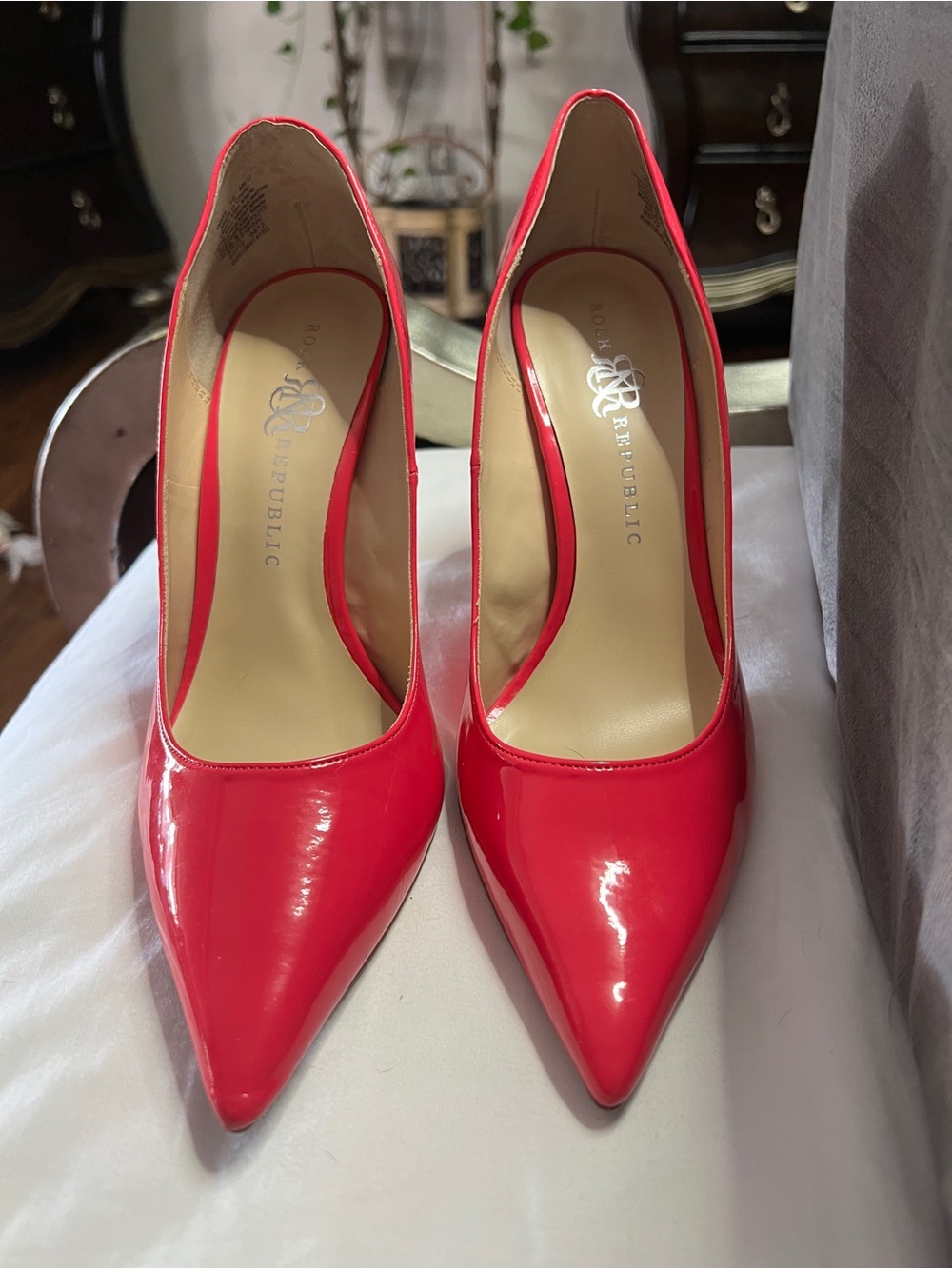 Rock & Republic Red Patent Pointed-Toe Pumps